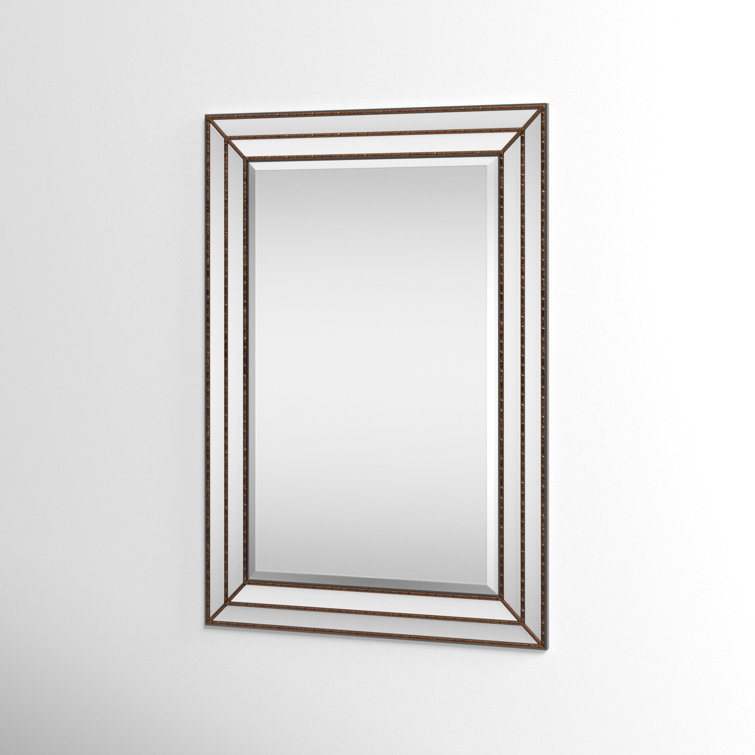 Almyra Grooved Bronze and Wood Rectangle Wall Mirror