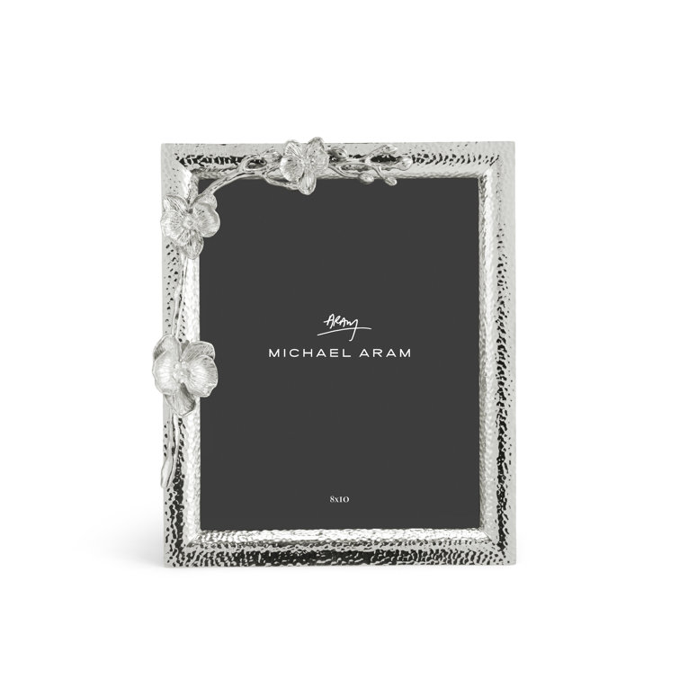 White Orchid 8x10 Metal Picture Frame
