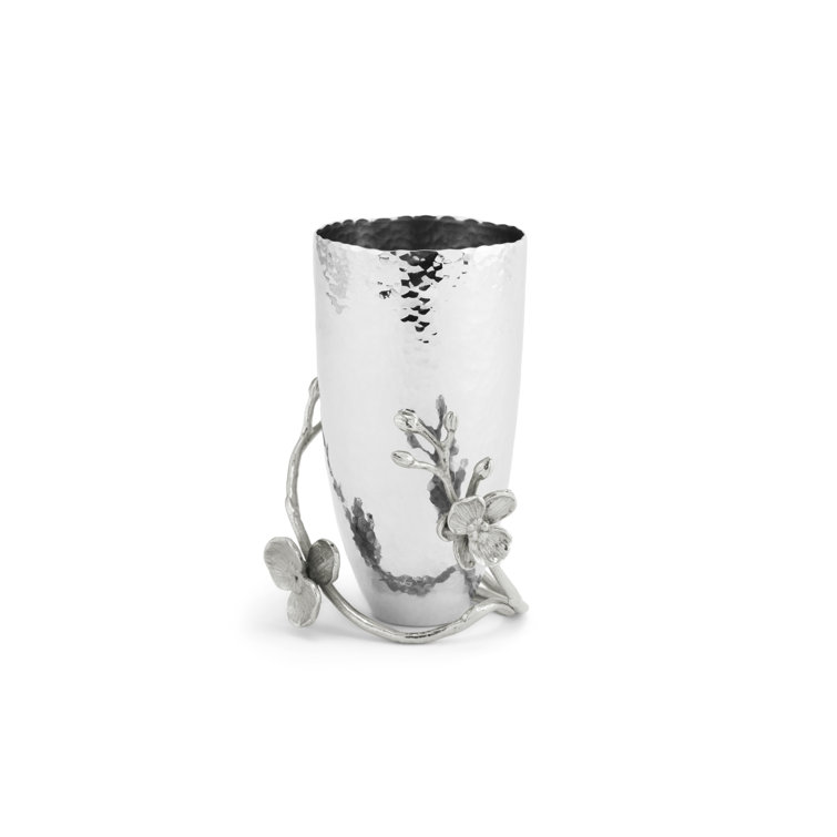 Ethereal Grace White Metal Cylinder Table Vase
