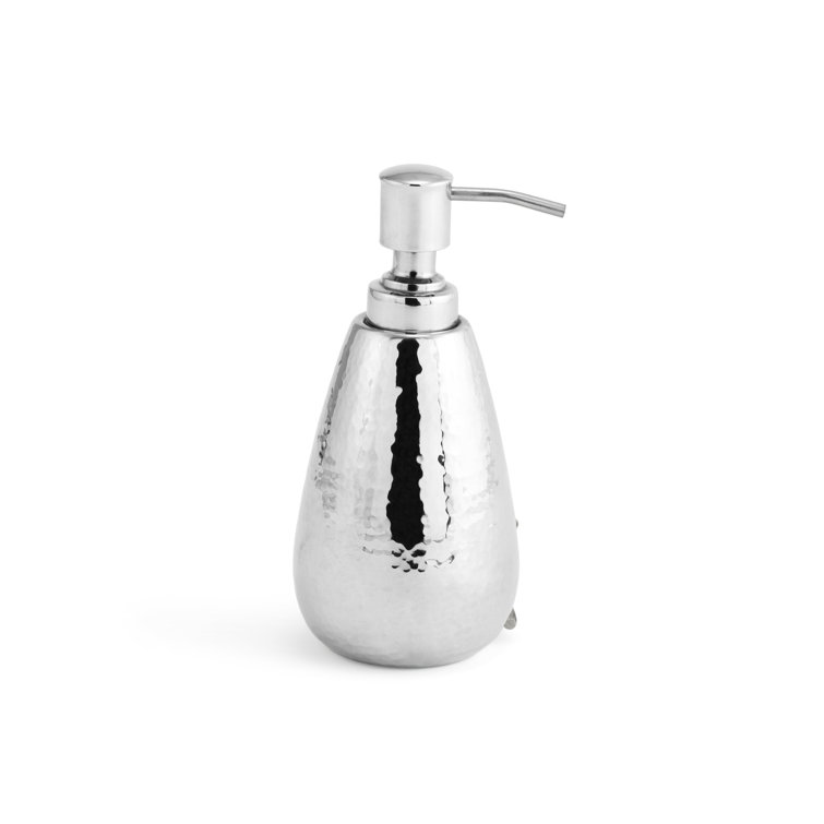 Silver Hammered Metal Orchid Soap Dispenser