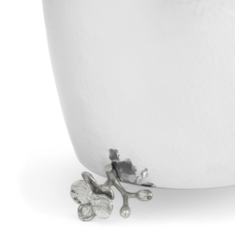 White Orchid Stainless Steel Waste Basket