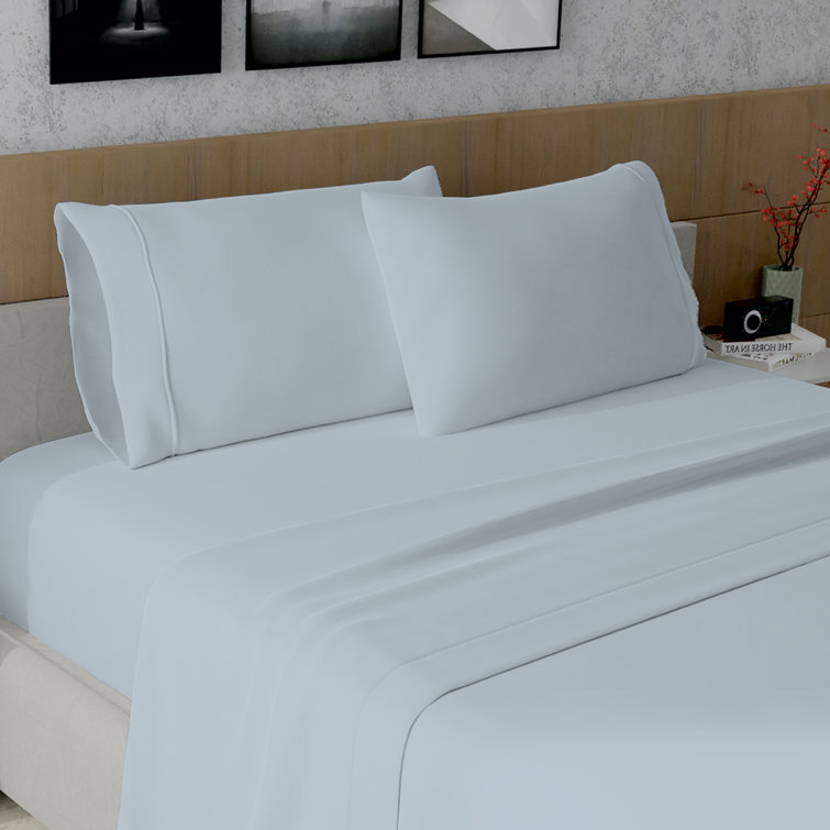 Light Blue King Size Cotton Sateen Pillowcase Set