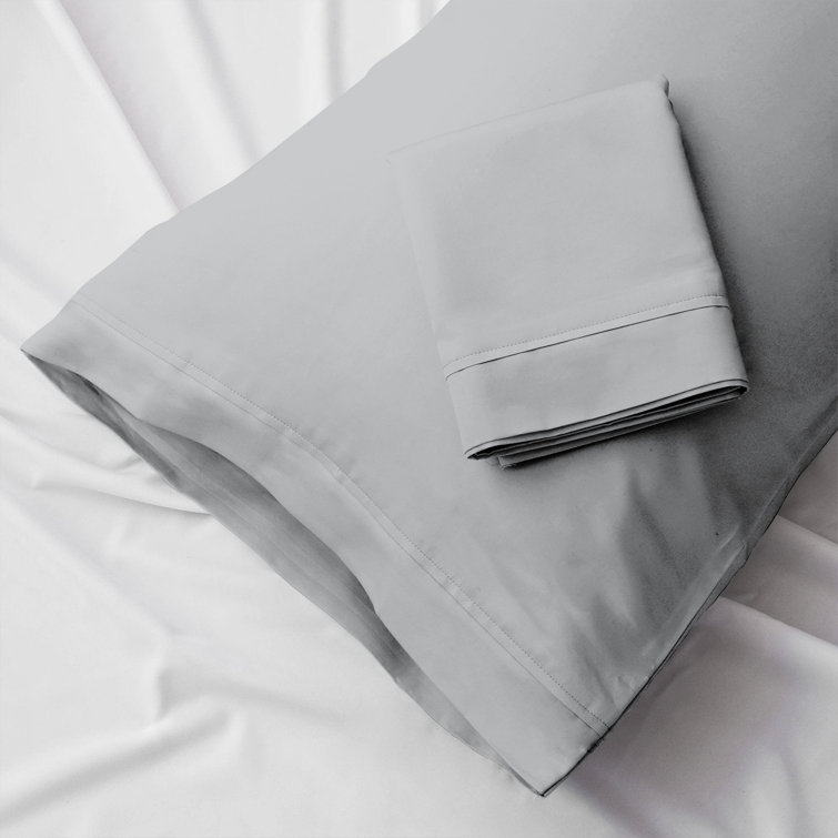 Luxurious 400-Thread Count Light Gray Cotton Sateen Pillowcase Set