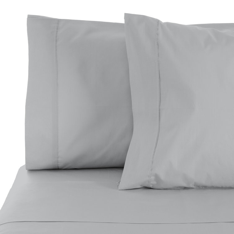 Luxurious 400-Thread Count Light Gray Cotton Sateen Pillowcase Set