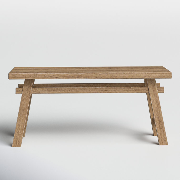 Rustic Trestle-Legged Pale Brown Wood Storage Bench