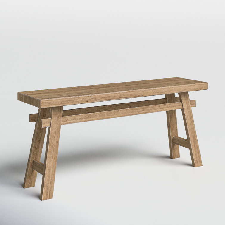 Rustic Trestle-Legged Pale Brown Wood Storage Bench