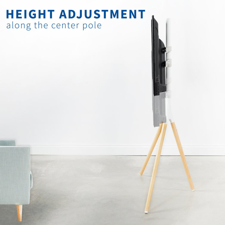 White and Light Wood Adjustable Easel TV Stand for 45"-65" Screens