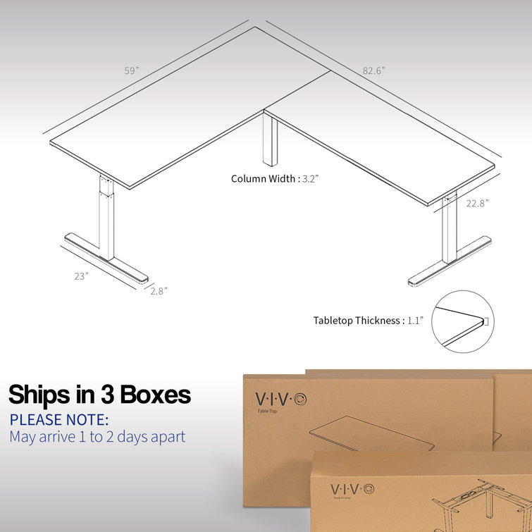 Dark Walnut & White Electric Adjustable L-Shaped Desk with Memory Settings
