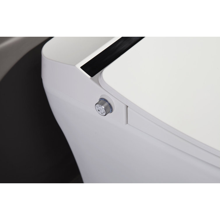 White Ceramic Elongated One-Piece Smart Toilet with Heated Seat