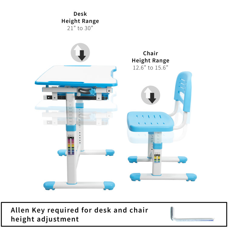 Adjustable Blue Acrylic Children's Desk & Chair with Drawer