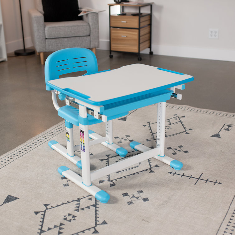Adjustable Blue Acrylic Children's Desk & Chair with Drawer