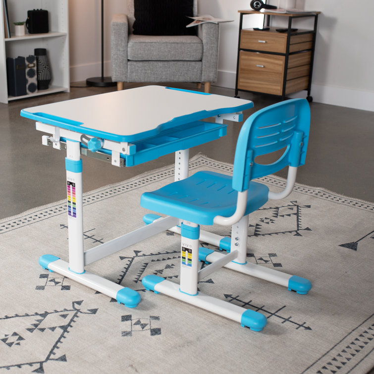 Adjustable Blue Acrylic Children's Desk & Chair with Drawer