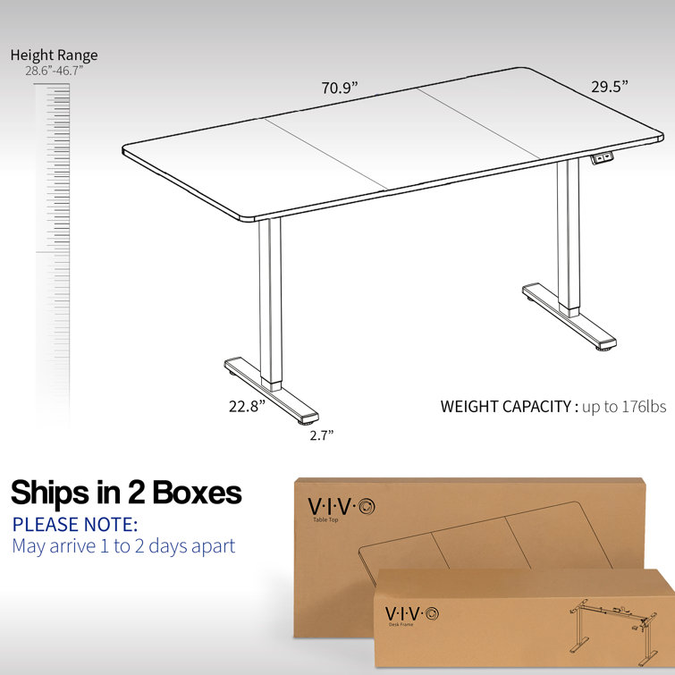 Elevate 71" Black Electric Height-Adjustable Standing Desk