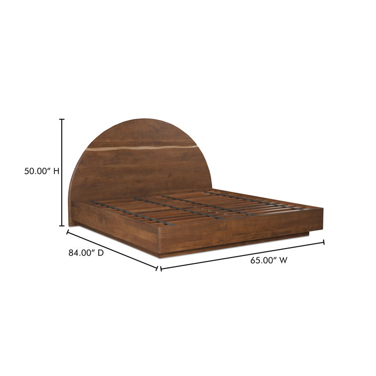 Rustic Luxe Rounded Headboard Acacia Wood Queen Bed