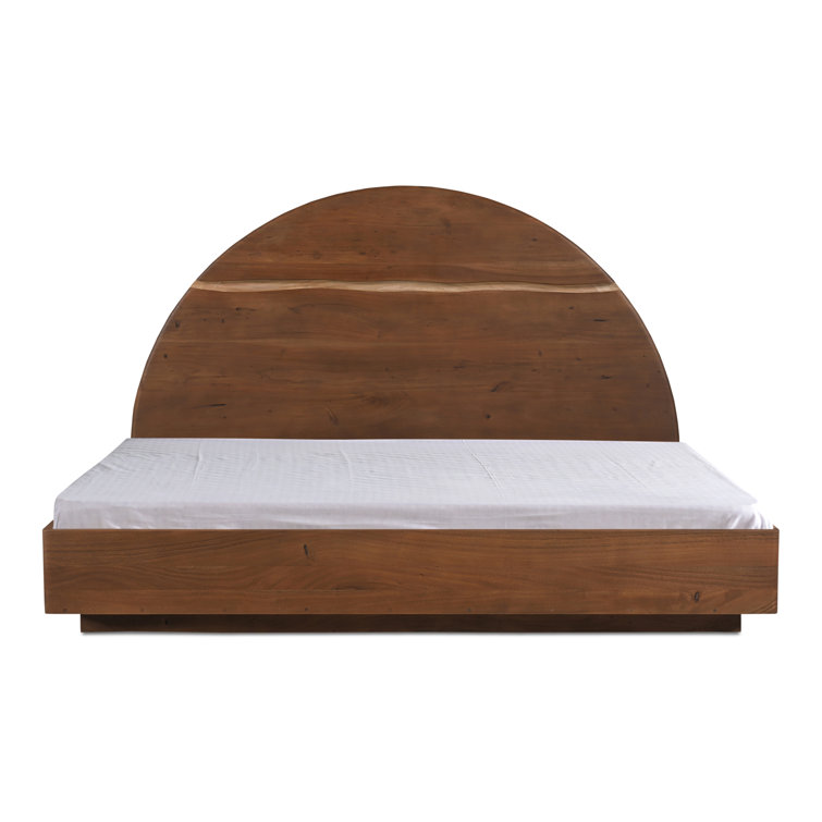 Rustic Luxe Rounded Headboard Acacia Wood Queen Bed