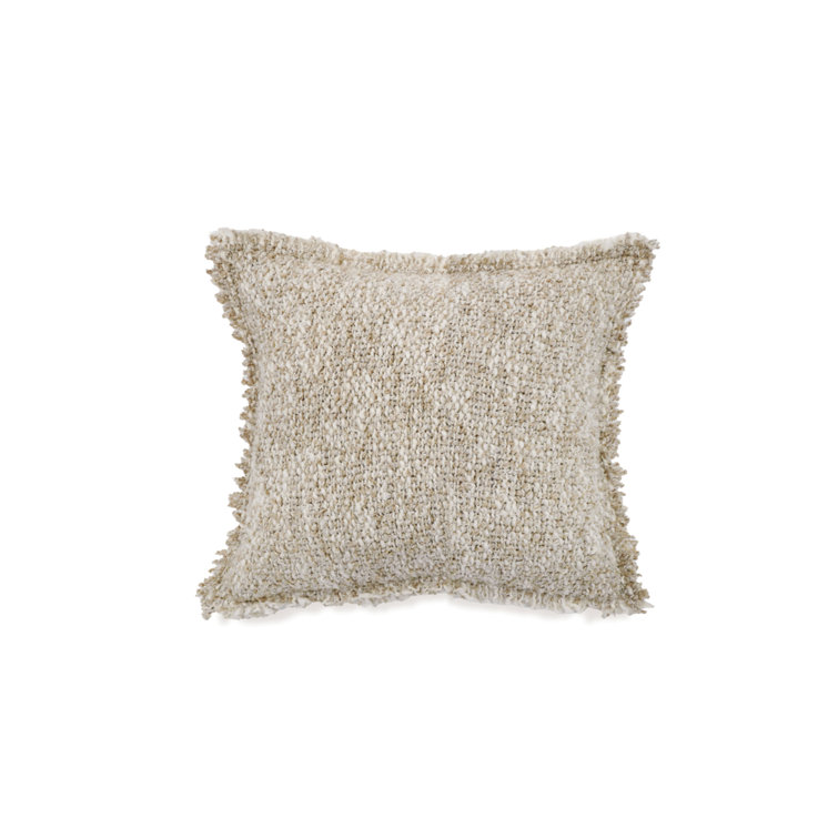 Natural Handloomed Bouclé Frayed Throw Pillow 20" x 20"