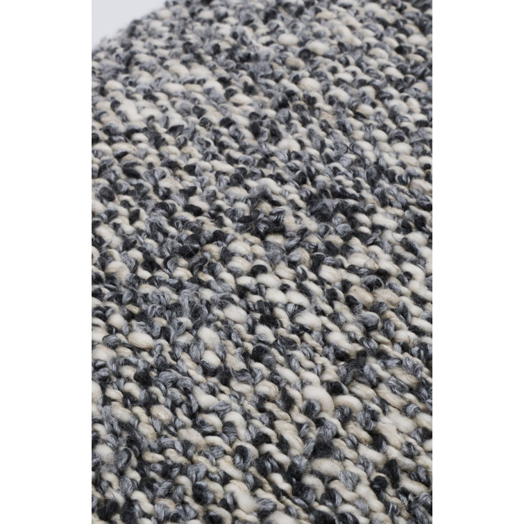 Steel Gray Handloomed Bouclé Fringe Throw Pillow