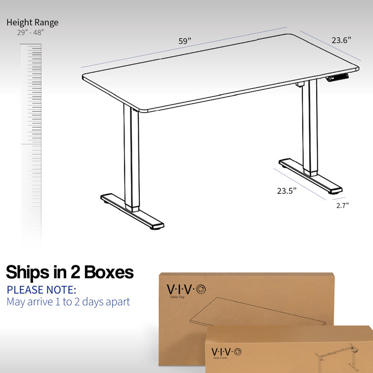 Luxe Electric White 60" Adjustable Standing Desk with Memory Presets