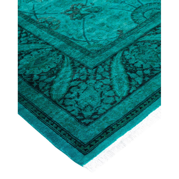 Hand-Knotted Blue Wool 6' 2" x 9' 0" Area Rug