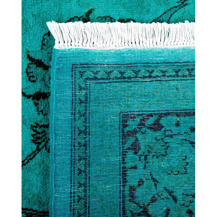 Hand-Knotted Blue Wool 6' 2" x 9' 0" Area Rug