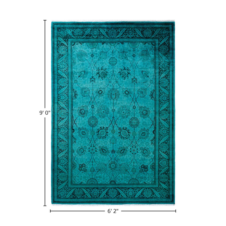 Hand-Knotted Blue Wool 6' 2" x 9' 0" Area Rug