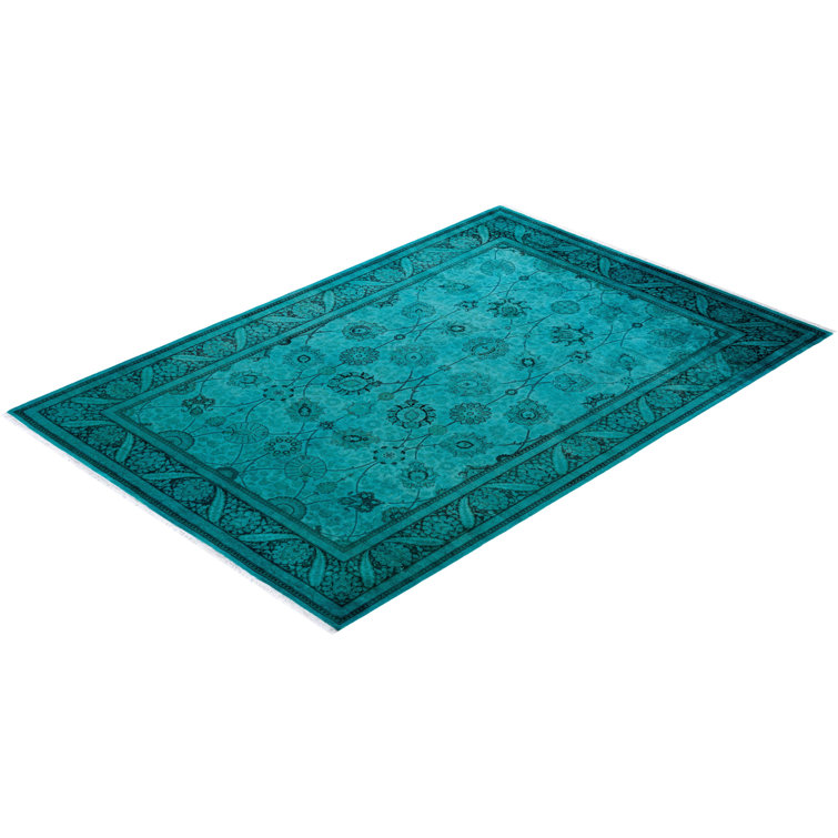 Hand-Knotted Blue Wool 6' 2" x 9' 0" Area Rug