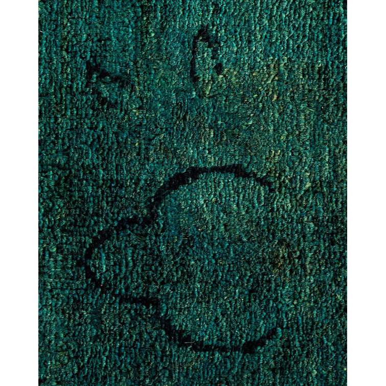 Handmade Blue Floral Wool Rectangular Area Rug 11' 10" x 12' 5"