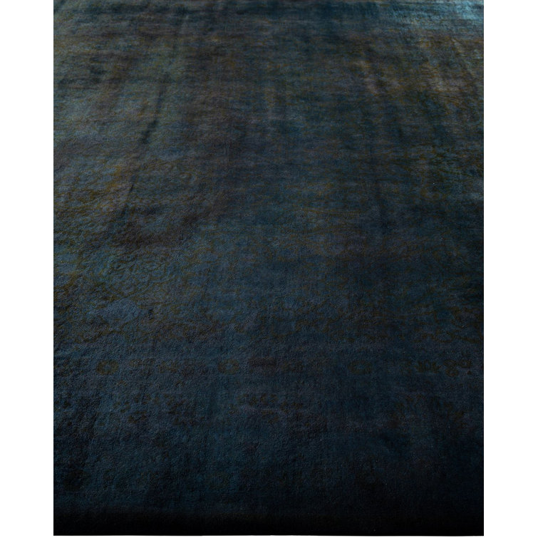 Zaheed Hand-Knotted Black Wool Rectangular Area Rug