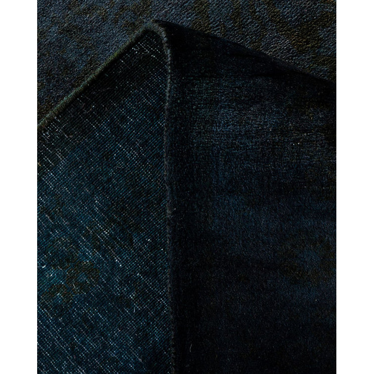 Zaheed Hand-Knotted Black Wool Rectangular Area Rug