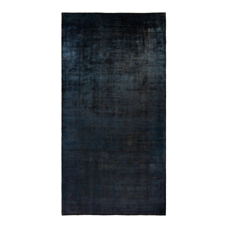 Zaheed Hand-Knotted Black Wool Rectangular Area Rug