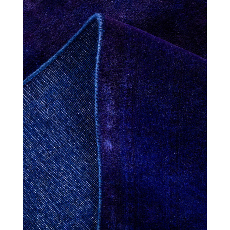 Hand-Knotted Deep Blue Wool Rectangular Area Rug 12' 4"