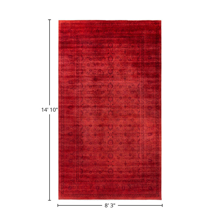 Hand-Knotted Red Wool Rectangular Area Rug 8' 3" x 14' 10"