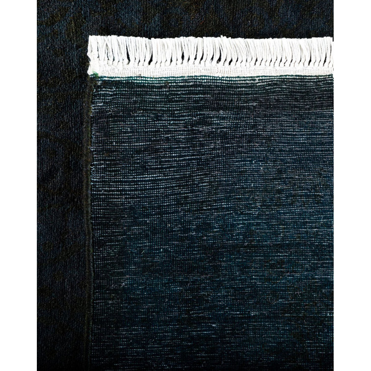 Zaheed Hand-Knotted Black Wool Rectangular Area Rug