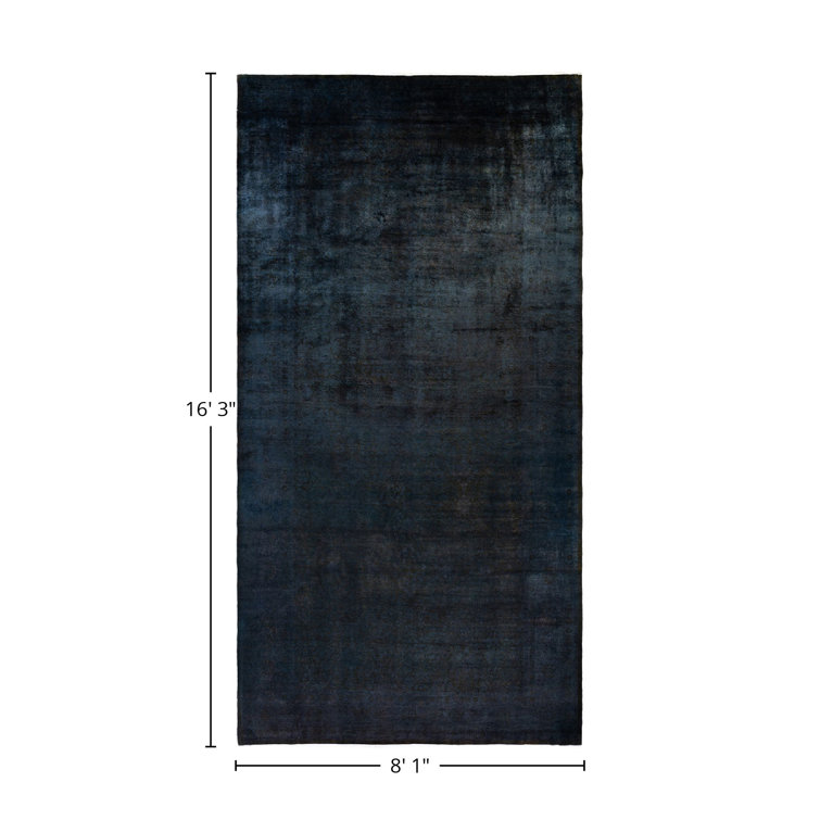 Zaheed Hand-Knotted Black Wool Rectangular Area Rug