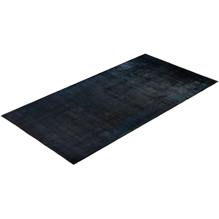 Zaheed Hand-Knotted Black Wool Rectangular Area Rug