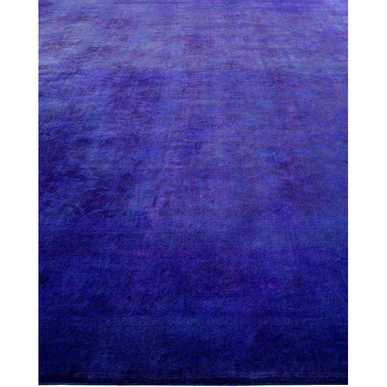 Hand-Knotted Deep Blue Wool Rectangular Area Rug 12' 4"
