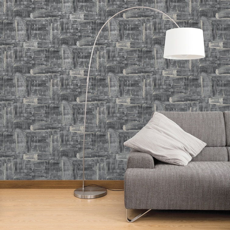 Gray and Metallic Abstract Non-Pasted Wallpaper Roll