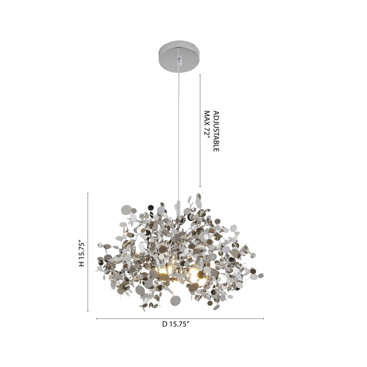 Silver Sparkle Confetti 15.75" Stainless Steel Pendant