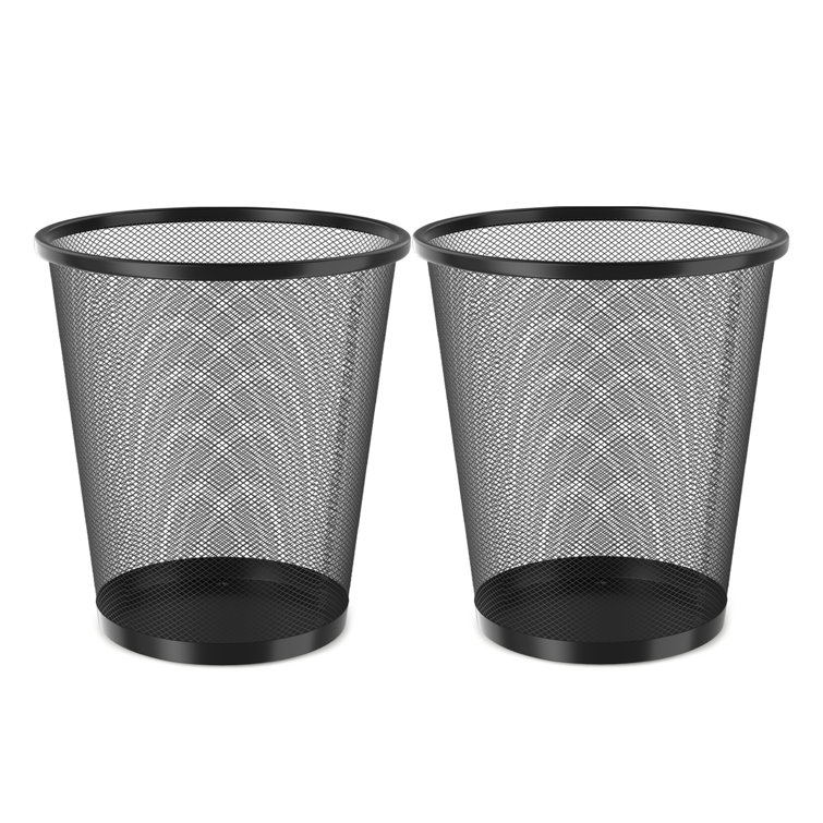 Black Metal Mesh Open-Top Waste Basket Set