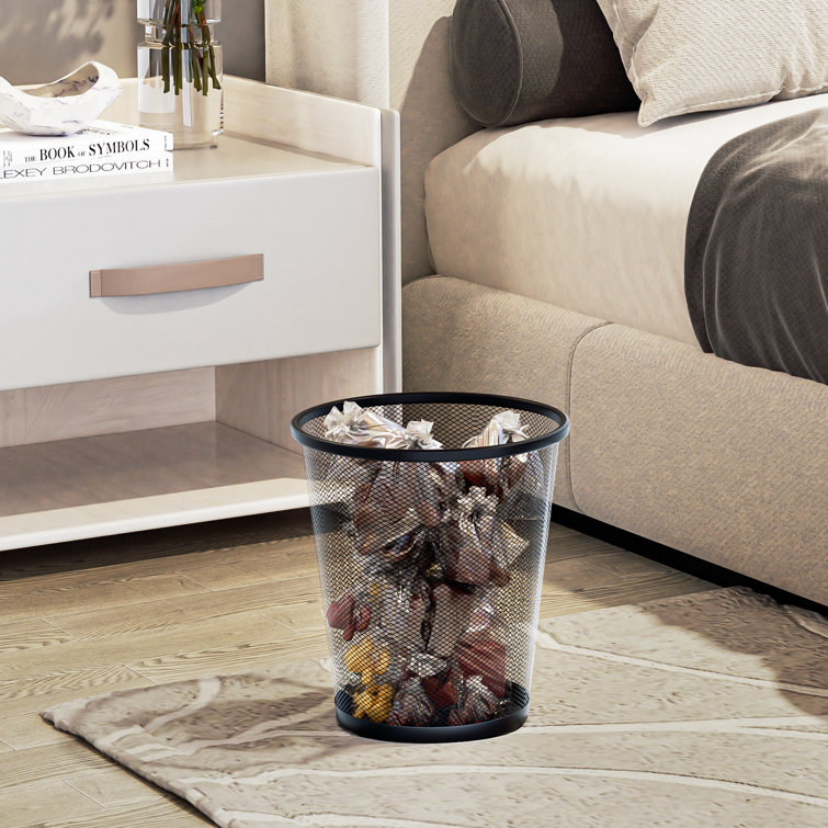Black Metal Mesh Open-Top Waste Basket Set