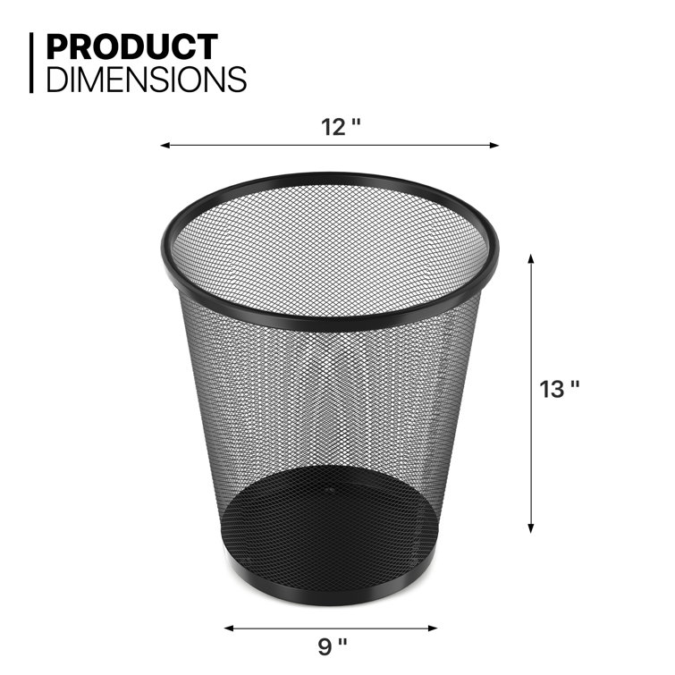 Black Metal Mesh Open-Top Waste Basket Set