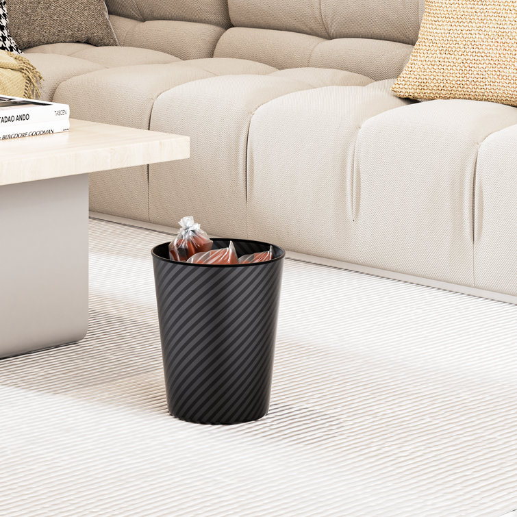 Black Metal 1.3 Gallon Round Open Top Waste Bin Set