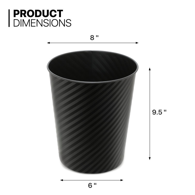 Black Metal 1.3 Gallon Round Open Top Waste Bin Set