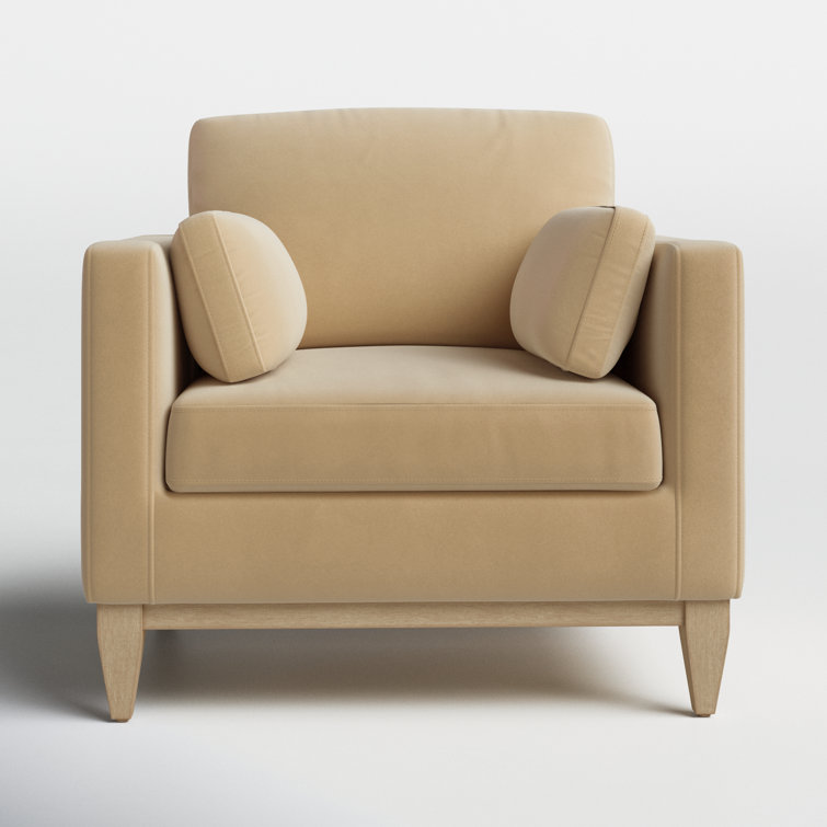 Fawn Brown Velvet Accent Chair with Solid Wood Frame