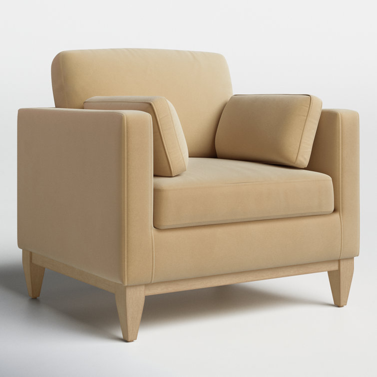 Fawn Brown Velvet Accent Chair with Solid Wood Frame
