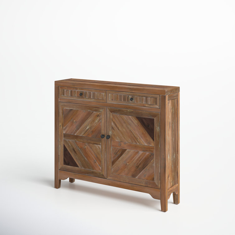 Rustic Reclaimed Fir Wood Console with Swing-Out Drawers