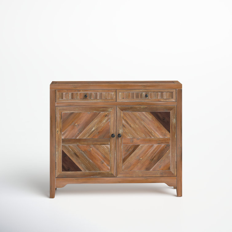 Rustic Reclaimed Fir Wood Console with Swing-Out Drawers