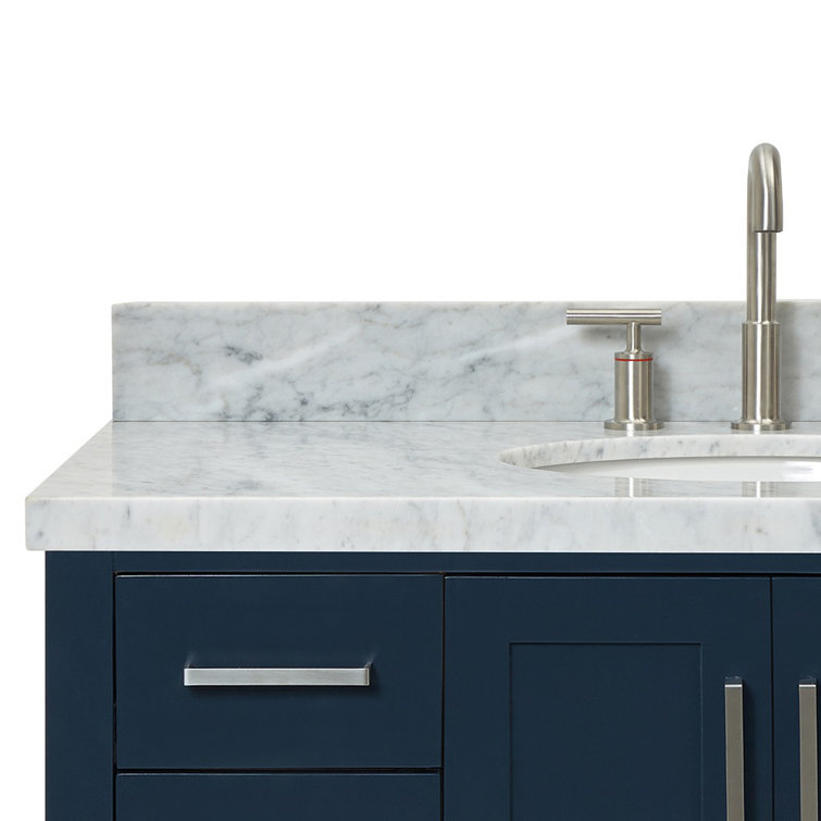 Magnolia 43" Midnight Blue Single Basin Vanity with Carrara White Top