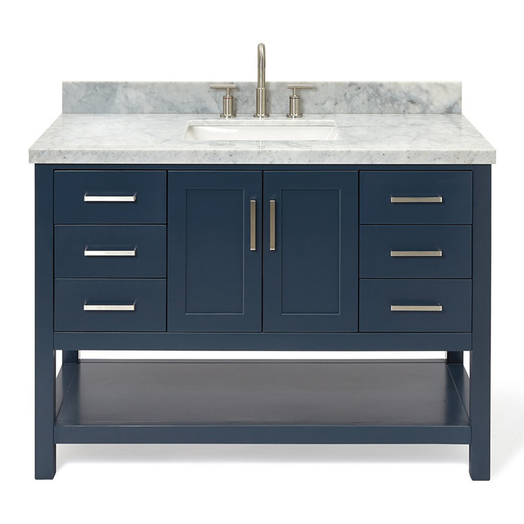 Magnolia Midnight Blue 49" Single Bathroom Vanity with Marble Top