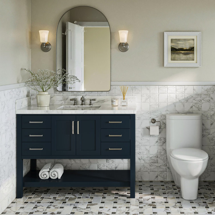 Magnolia Midnight Blue 49" Single Bathroom Vanity with Marble Top